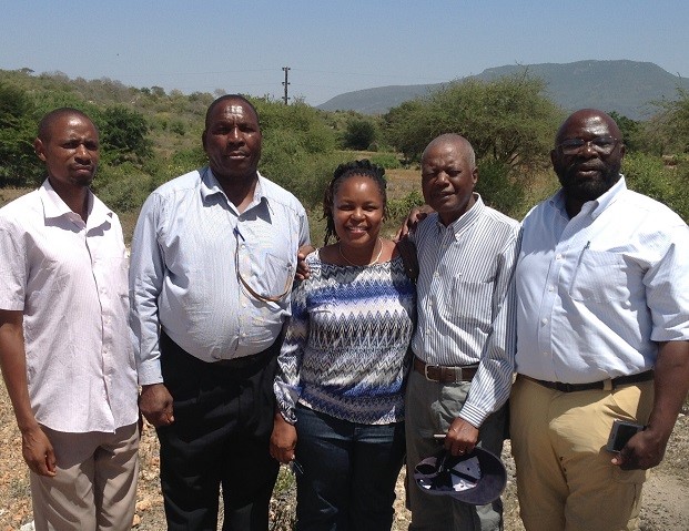 Pastor Mshila, Chairman Benjamin Mwandaa, Rose Ndiritu, Rtd Col. Nyangala & Dr. Endege at University Town Land. 